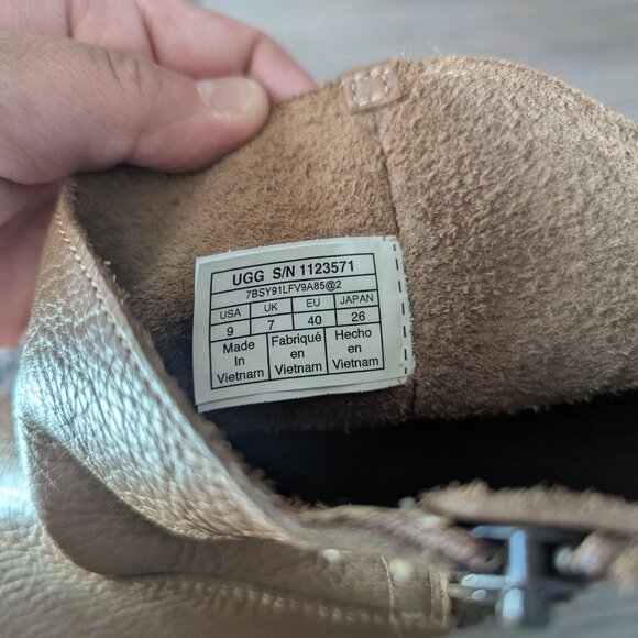 UGG Women's Deconstructed Mini Zip Y2K Classic Leather Short Boots Brown 9 - Picture 3 of 9